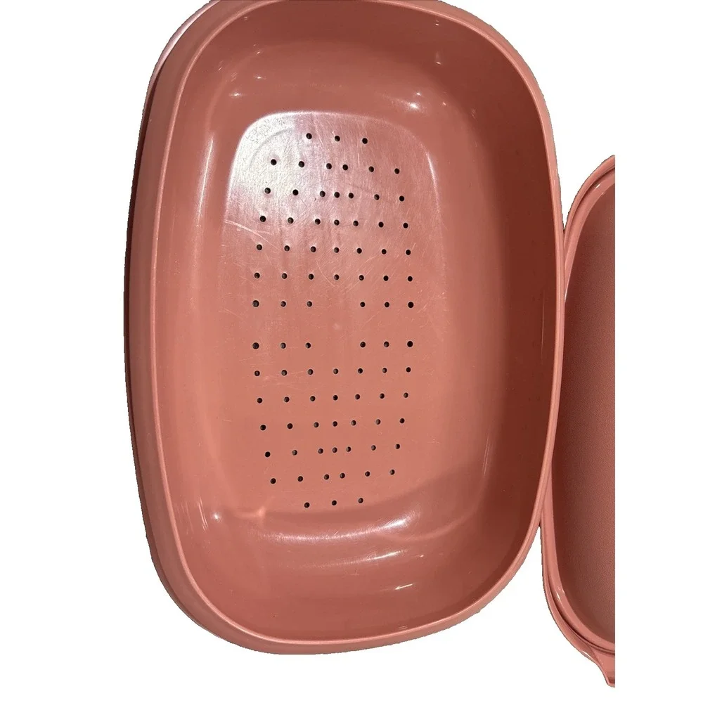 TUPPERWARE Microwave Food Steamer 6 Cups Dusty Rose Pink 3 Piece 1273-6 Vintage